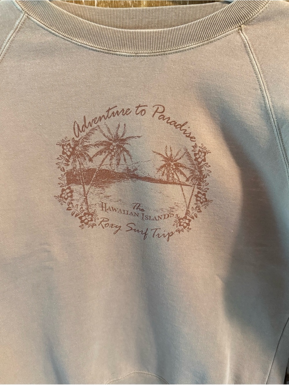 Roxy surf sweatshirt large beige Hawaii graphic crewneck vintage Neutral Cosy - Picture 3 of 5